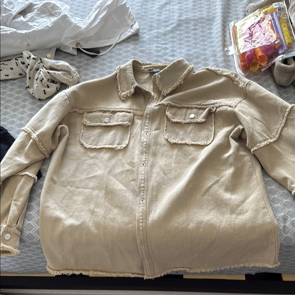 Tan Frayed Edge Jacket